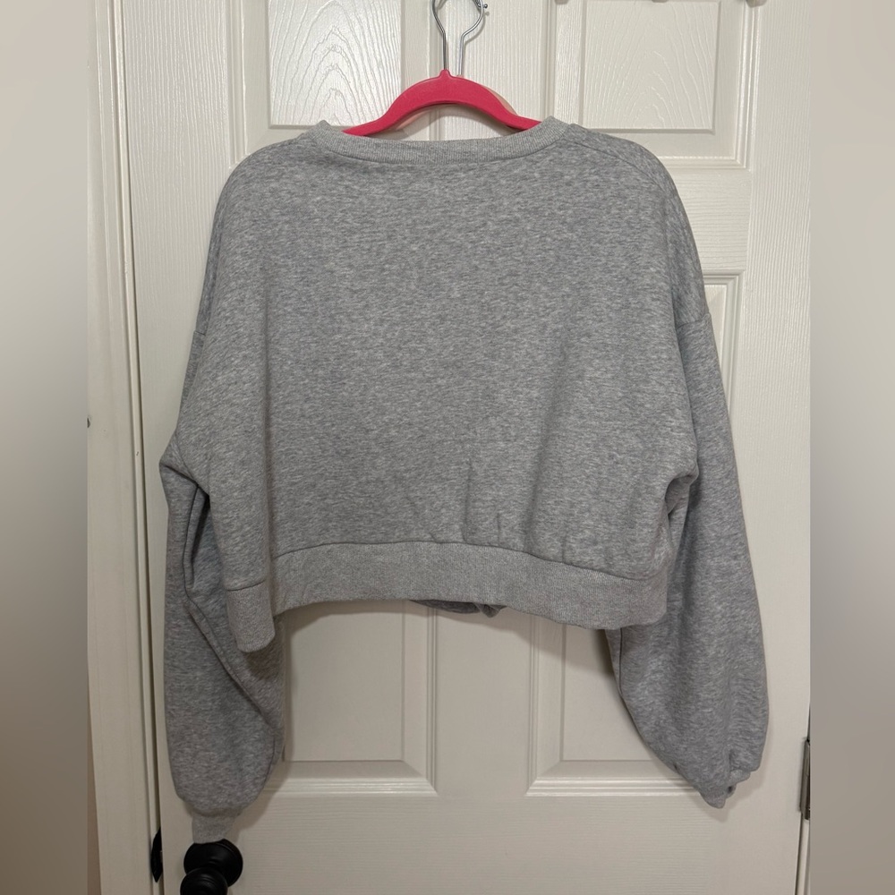 Cropped Crewneck Sweatshirt in Heather Gray - Picture 8 of 12